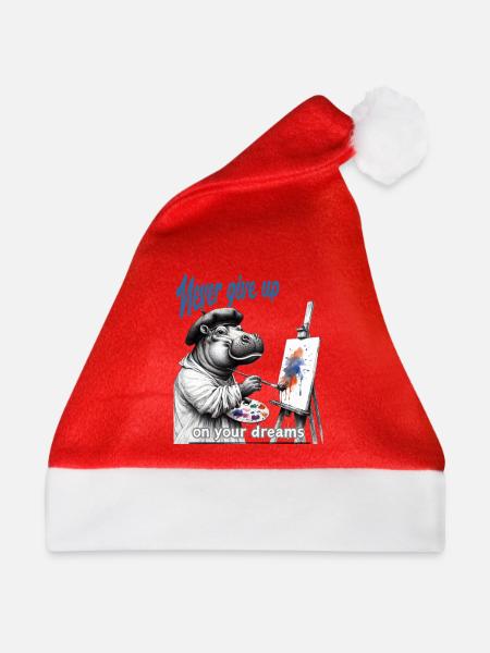Gib niemals auf Painter Hippo - Weihnachtsmütze - Rot
