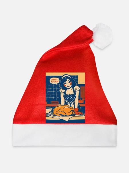 Pop-Art Küchenchaos mit Spruch - Weihnachtsmütze - Rot