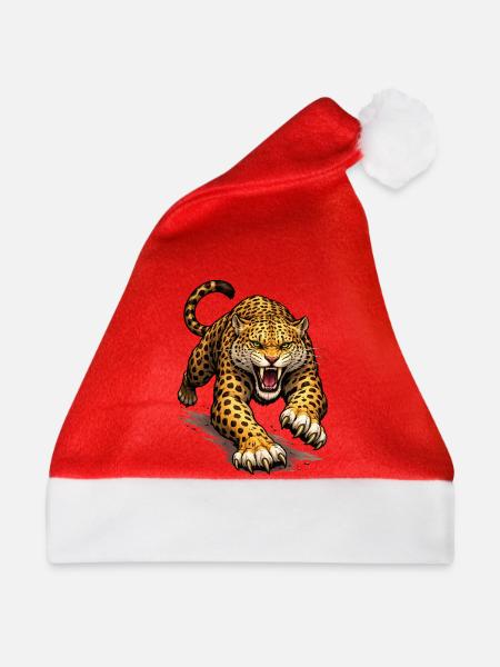 Leopard Animal Comic - Weihnachtsmütze - Rot