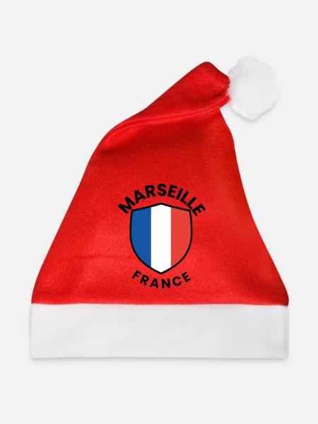 Marseille-Flaggenschild - Weihnachtsmütze - Rot