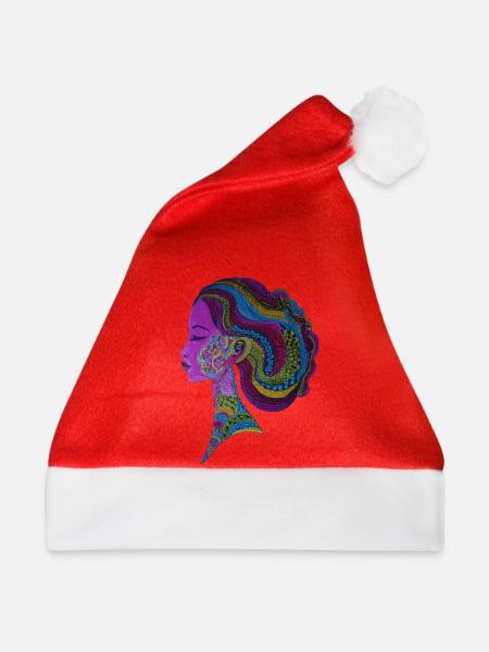Farbenfrohes Dreadlocks-Porträt - Weihnachtsmütze - Rot