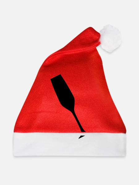 Sektglas - Champagnerglas - Weihnachtsmütze - Rot