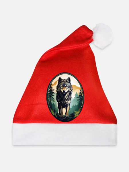 Waldbewohner Wolf - Weihnachtsmütze - Rot