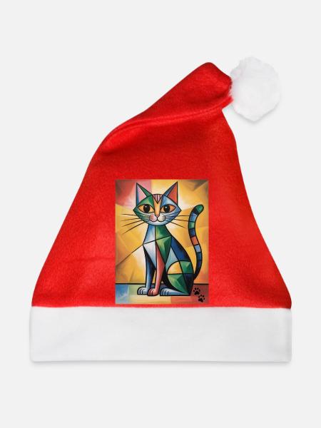 katze kubisch - Weihnachtsmütze - Rot