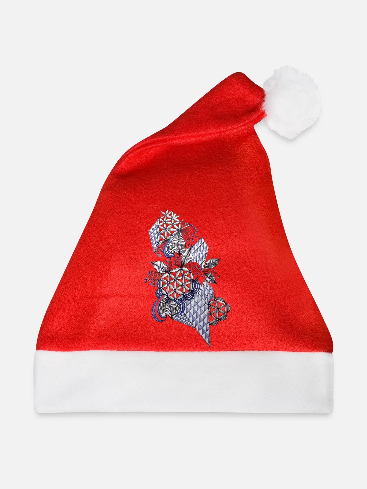 Diamantblüten Ornament - Weihnachtsmütze - Rot - Vorne