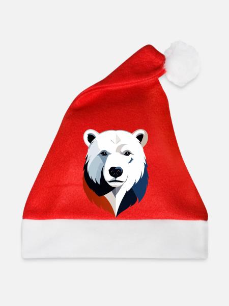 Geometrischer Polarbär Farbsplit - Weihnachtsmütze - Rot
