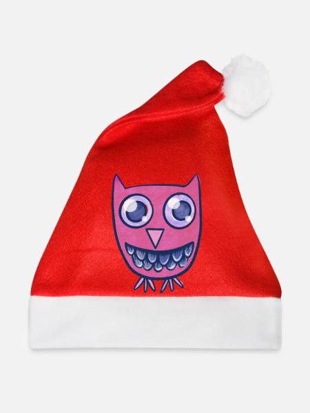 Pink Owl Grin Cartoon-Monster - Weihnachtsmütze - Rot