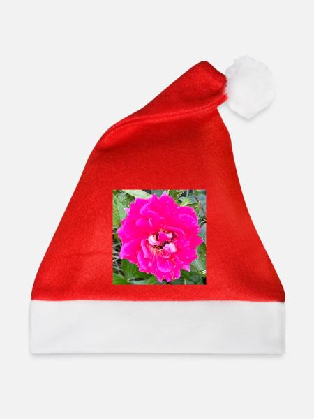 Rosa Rosenblüte - Weihnachtsmütze - Rot