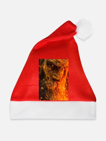 Feuriges Glutkrieger-Porträt - Weihnachtsmütze - Rot