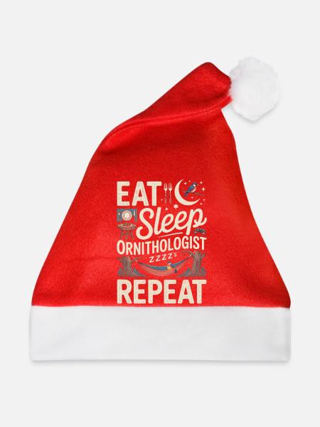 Essen, schlafen, Ornithologe wiederholen, wiederholen - Weihnachtsmütze - Rot - Vorne
