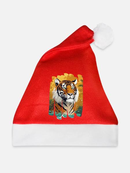 Dschungel-Tiger Splitter Print - Weihnachtsmütze - Rot