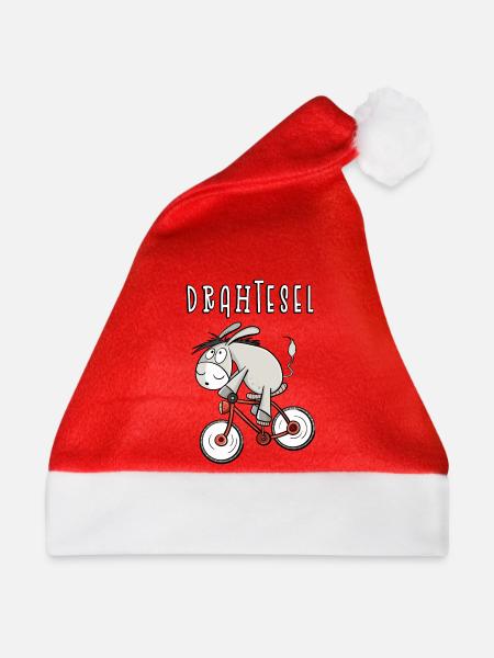 Drahtesel I Fahrrad Esel I lustiges Geschenk - Weihnachtsmütze - Rot