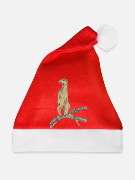Fantasievögel auf Zweigen - Weihnachtsmütze - Rot