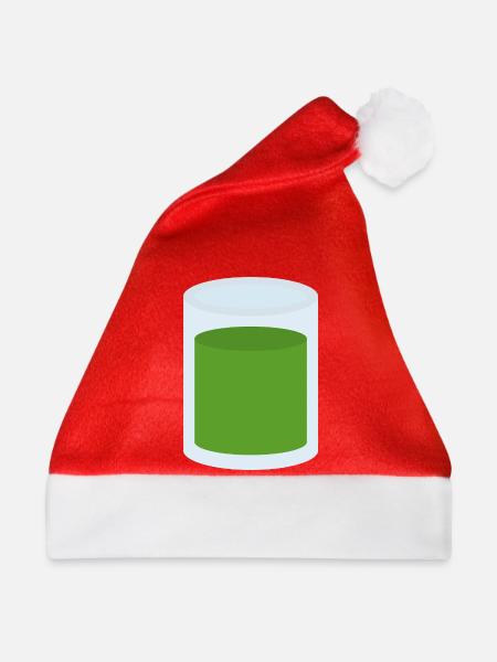 Grüner Saft im Glas - Weihnachtsmütze - Rot