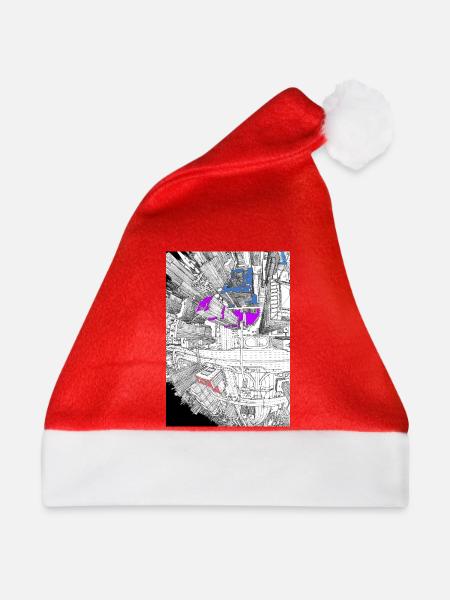 Fish Eye Skyscrapers - Weihnachtsmütze - Rot - Vorne