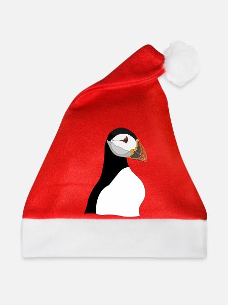 Puffin Head Print - Weihnachtsmütze - Rot