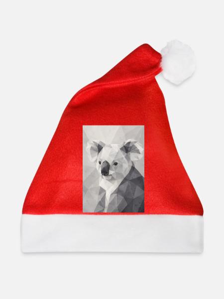 Geometrischer Koala Polygon Art  - Weihnachtsmütze - Rot