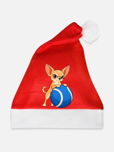 Chihuahua-Riesen-Tennisball - Weihnachtsmütze - Rot