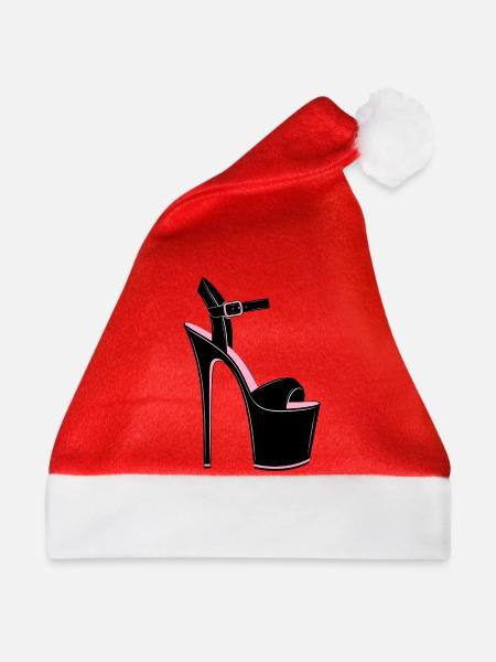 Pole Dance Heels Schwarz-Pink Plateau Schuh - Weihnachtsmütze - Rot - Vorne