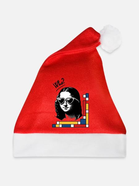Mona Lisa mit Mondrian-Brille - Weihnachtsmütze - Rot