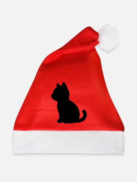 Kleine Katze Silhouette - Weihnachtsmütze - Rot