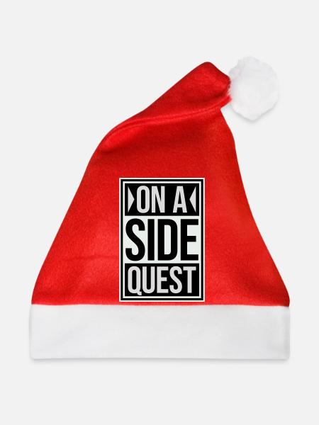 On A Side Quest Gaming Adventure Spruch Logo Text - Weihnachtsmütze - Rot - Vorne