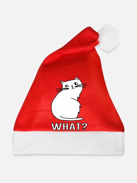 Niedliche Katze What - Weihnachtsmütze - Rot