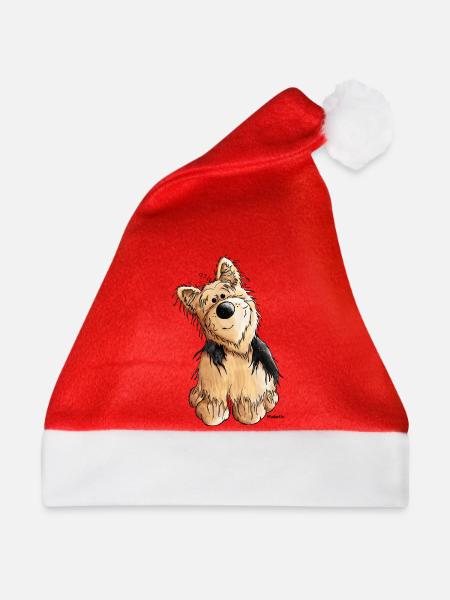 Yorkshire Terrier - Hund - Weihnachtsmütze - Rot