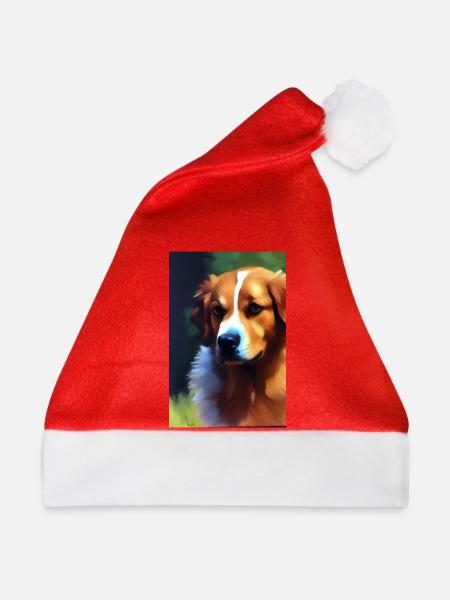 Hunde Bild - Weihnachtsmütze - Rot