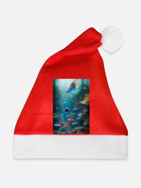 Fische, Aquarium - Weihnachtsmütze - Rot
