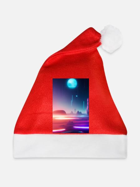 Futuristisches Weltall - Weihnachtsmütze - Rot
