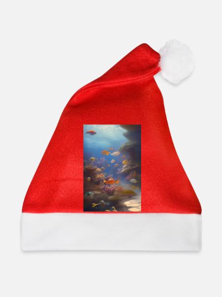 Fische, Aquarium - Weihnachtsmütze - Rot