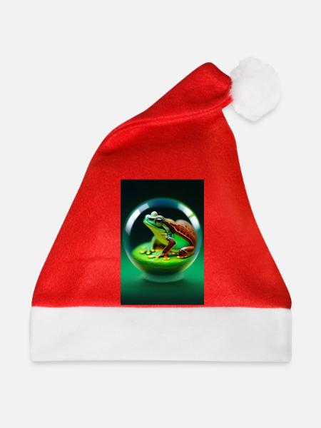 Frosch in einer Kugel - Weihnachtsmütze - Rot