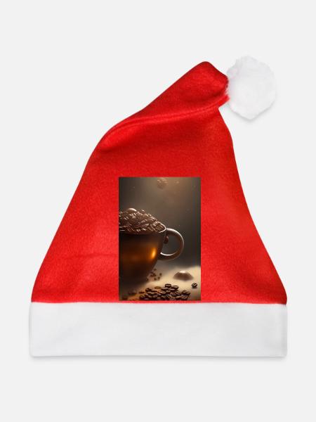 Kaffee, Kaffeebohnen - Weihnachtsmütze - Rot