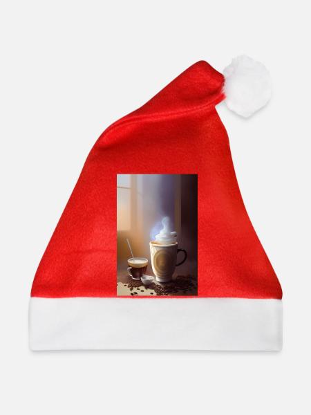 Kaffee, Kaffeebohnen - Weihnachtsmütze - Rot