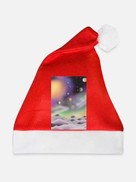 Weltall und Planeten - Weihnachtsmütze - Rot