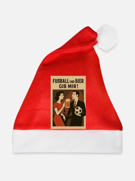 Farbiger Fußball und Biergeist Druckdesign - Weihnachtsmütze - Rot
