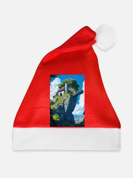 Berghauslandschaft - Weihnachtsmütze - Rot