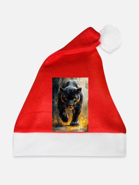Illustration eines Panthers - Weihnachtsmütze - Rot