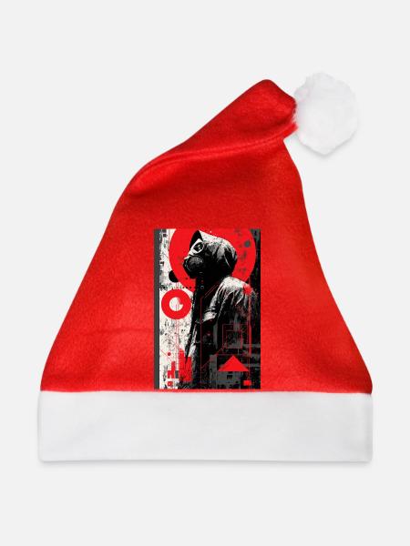 Rote Graffiti-Gasmaske - Weihnachtsmütze - Rot