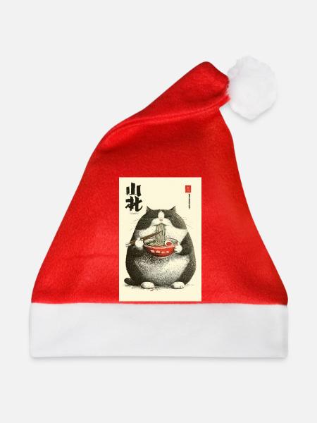 Chonky Cat Ramen Ukiyo-e - Weihnachtsmütze - Rot