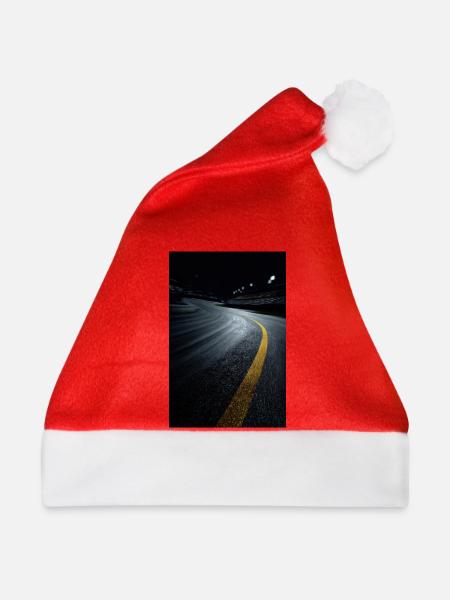Nächtliche Rennstreckenkurve - Weihnachtsmütze - Rot