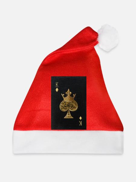 Vergoldeter Pik-König - Weihnachtsmütze - Rot