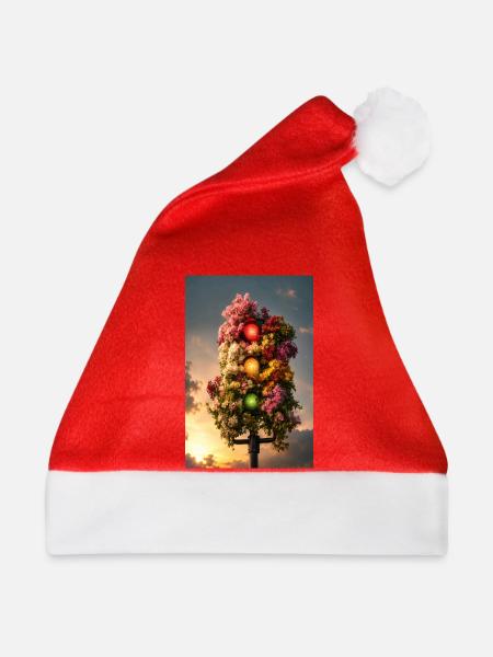 Florales Leuchten der Ampel - Weihnachtsmütze - Rot