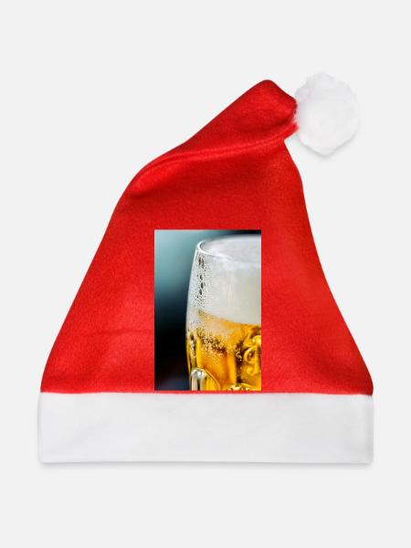 Lichtgold Bierglas Muster - Weihnachtsmütze - Rot