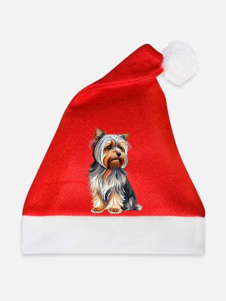 YorkshireTerrier - Weihnachtsmütze - Rot