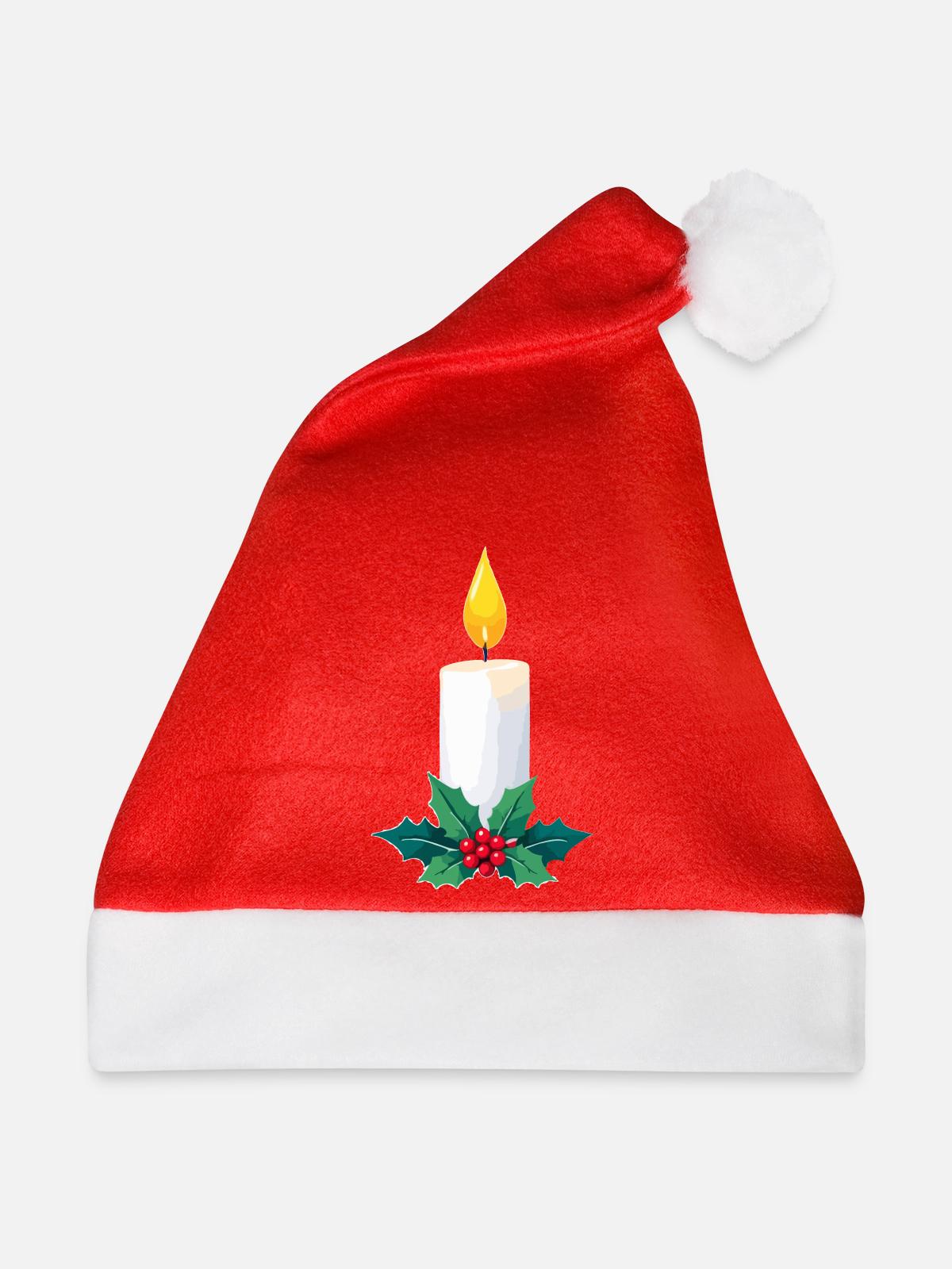 Weihnachtskerze & Stechpalme - Weihnachtsmütze - Rot - Vorne