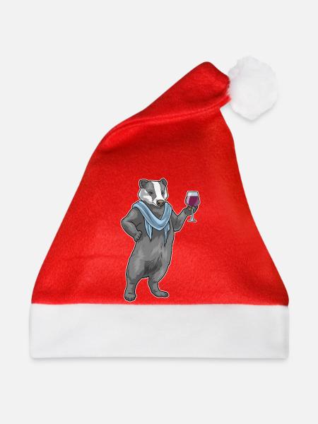 Dachs Rotwein - Weihnachtsmütze - Rot