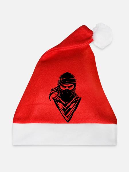 Ninja - Gesicht - Weihnachtsmütze - Rot