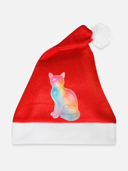 Regenbogenkatze Prisma - Weihnachtsmütze - Rot